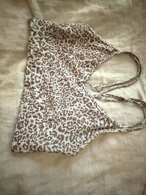 Leopard Print longline sports bra - Beige/Brown